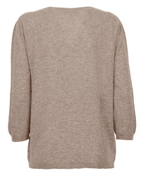 Monticelli Cashmere - Women's Cashmere 3/4 Sleeve Wide V-neck Jumper Sweater