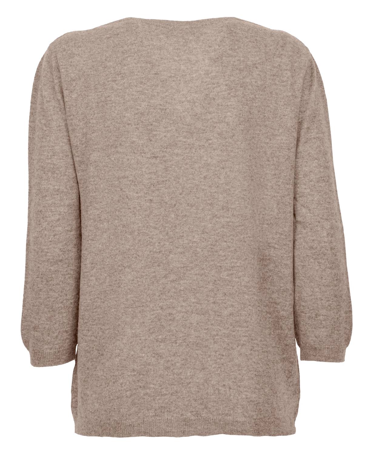 Monticelli Cashmere - Women's Cashmere 3/4 Sleeve Wide V-neck Jumper Sweater
