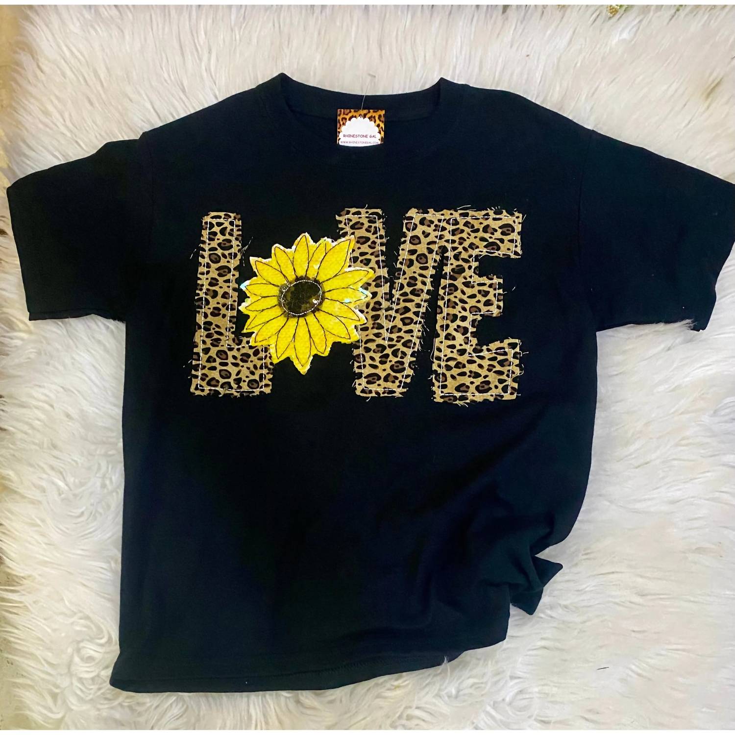 Sew Fancy Designs - Girl's Leopard Love Tee With Sequin Sunflower
