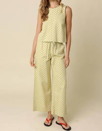 Olivaceous - Women's Sleeveless Tank and Wide-Leg Pants Lounge Set
