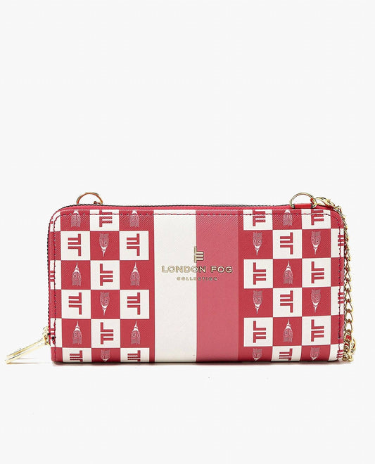 London Fog - Women's Diana Signature Double Zip Crossbody Bag And Wallet Combo
