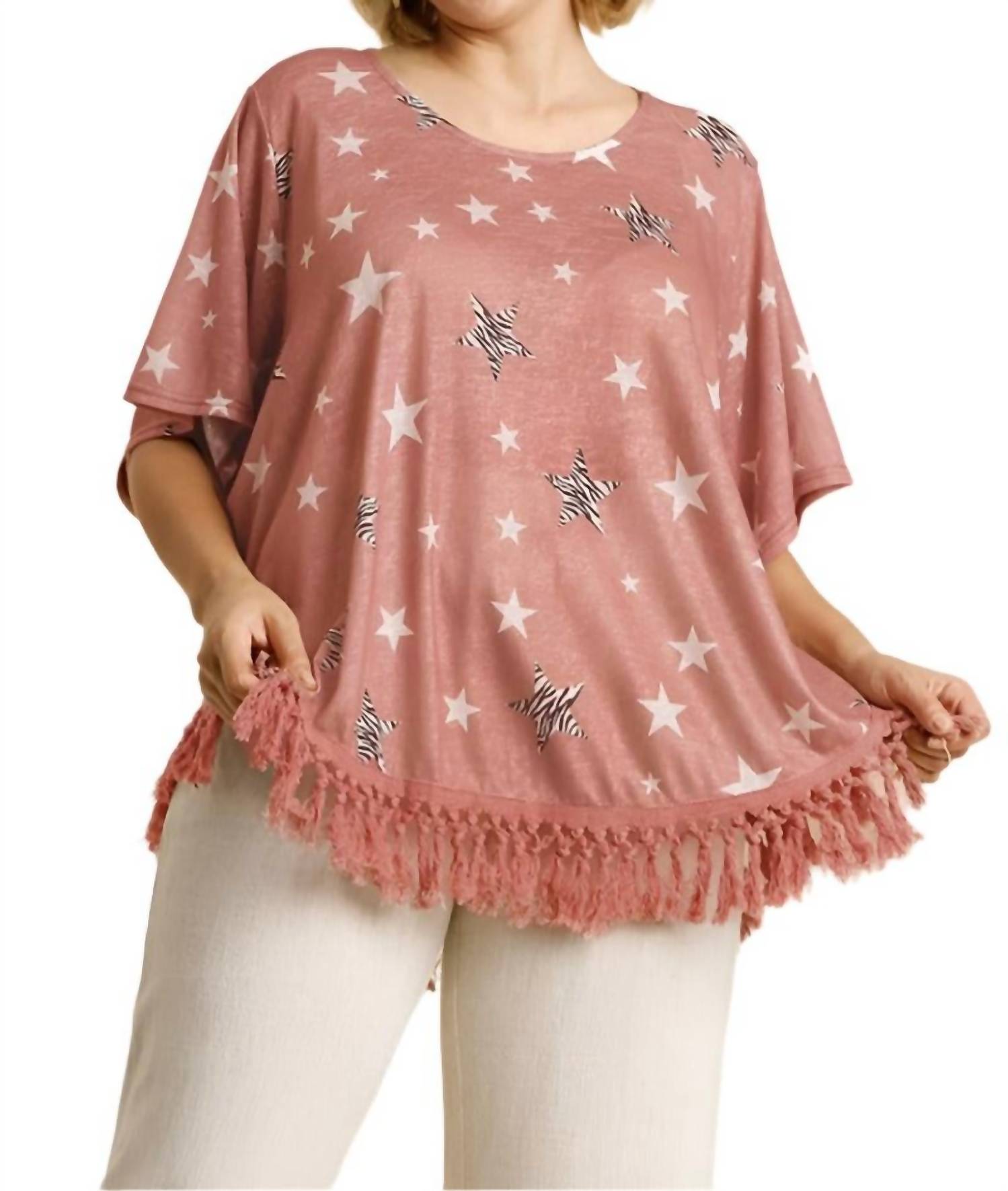 Umgee - Star Print Tassel Top