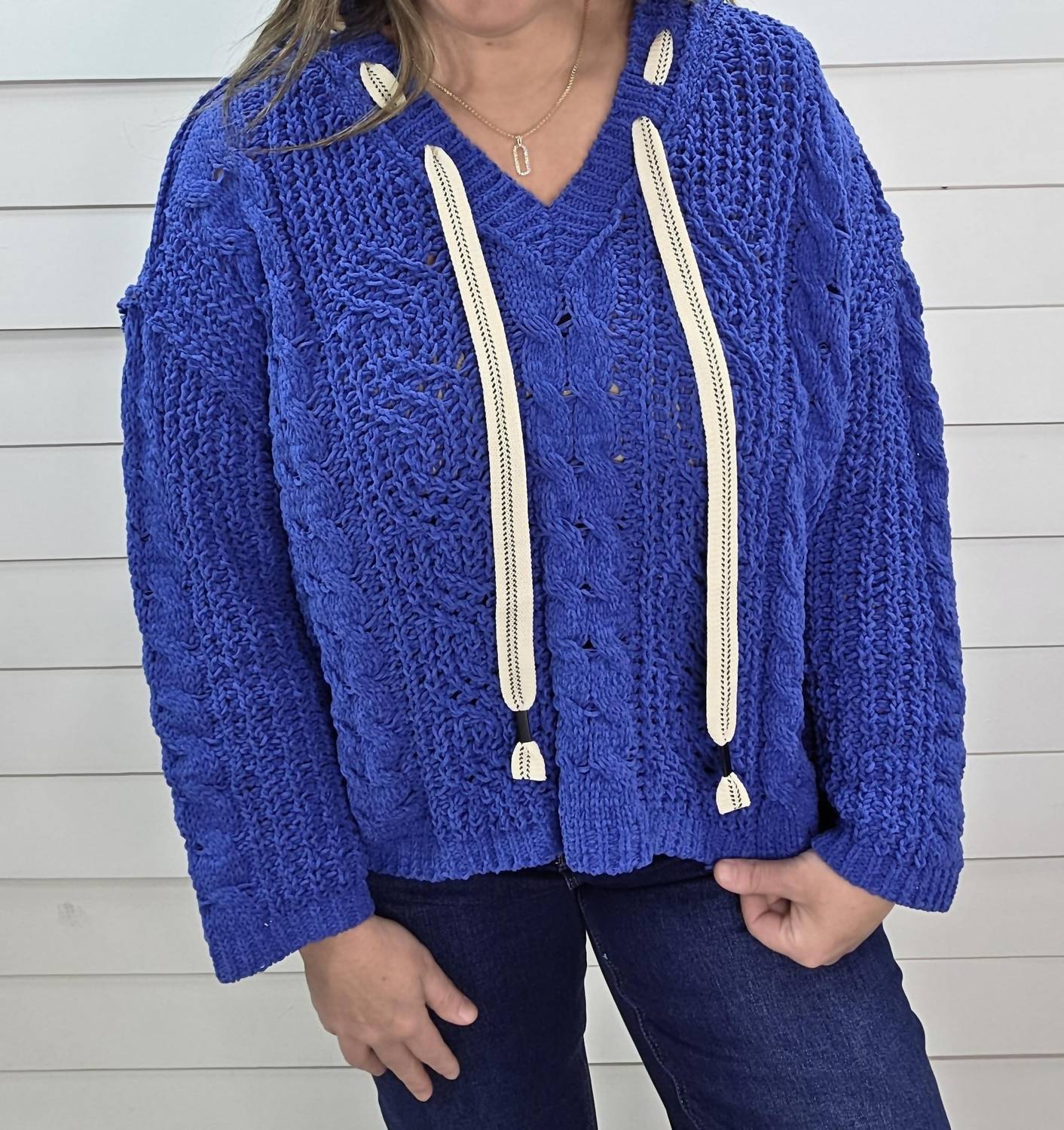 Pol - Oversized Blue Hooded Sweater