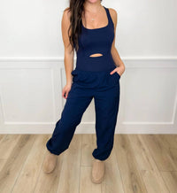 Rae Mode - Front Cut-out Active Jogger Jumpsuit