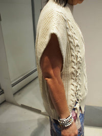 SCOTCH & SODA Cable Stitch Funnel Neck Sweater in soft ice - women's sweater - alternate view