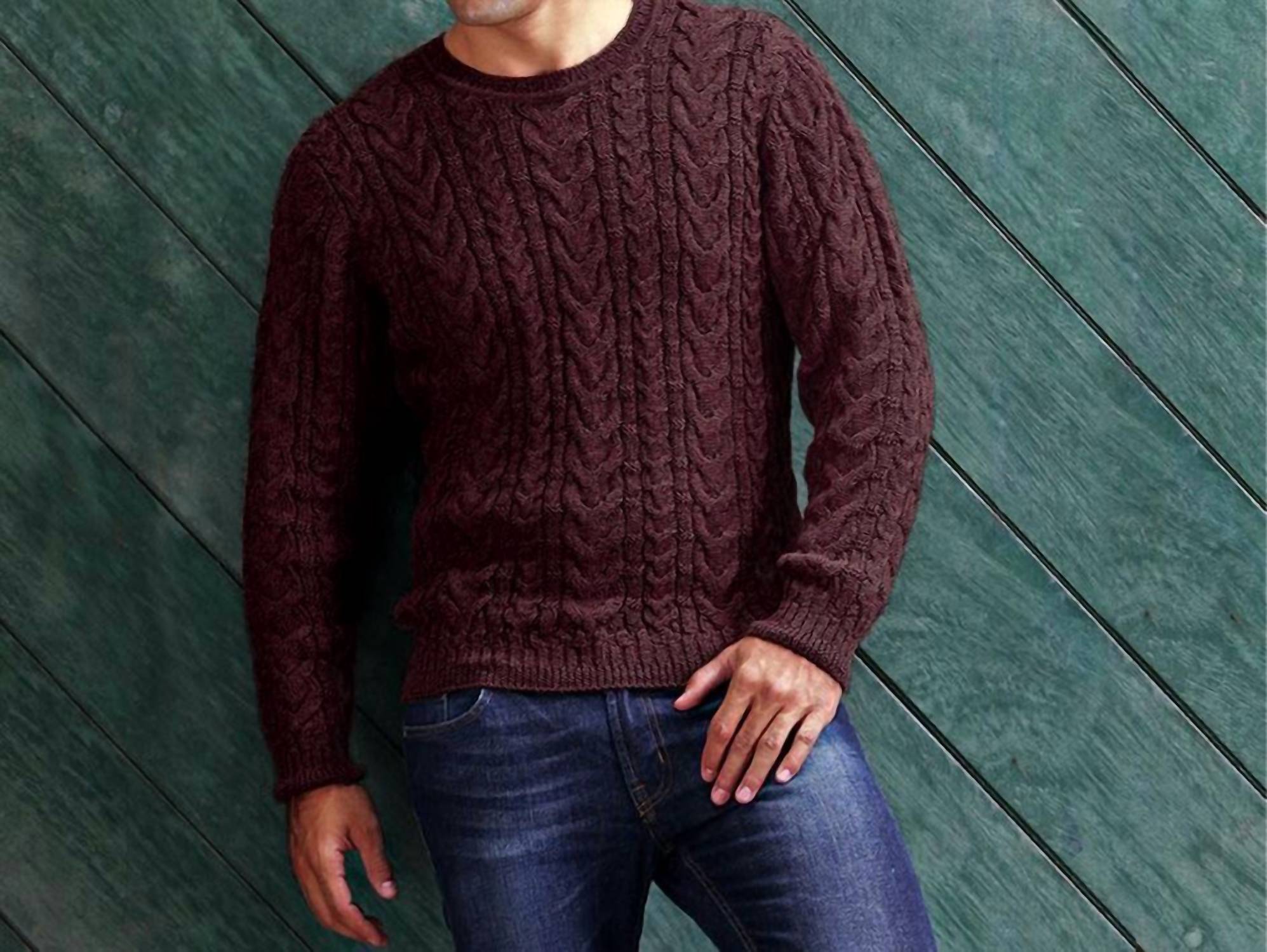 Peru Unlimited Corp. - Baby Alpaca Cable Knit Crew Neck Sweater