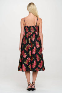 Meet Me In Santorini - Scarlet Blossom Bow Midi Dress
