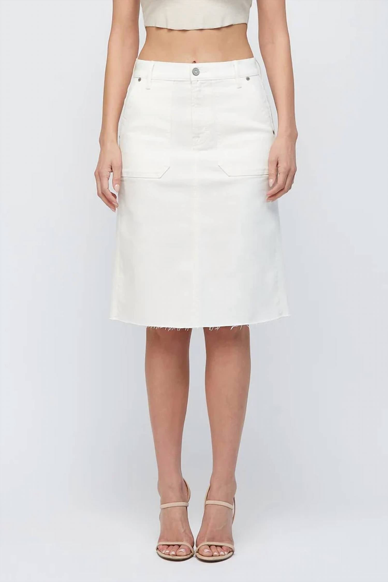 Hidden - High Waist Denim Skirt With Front Pockets