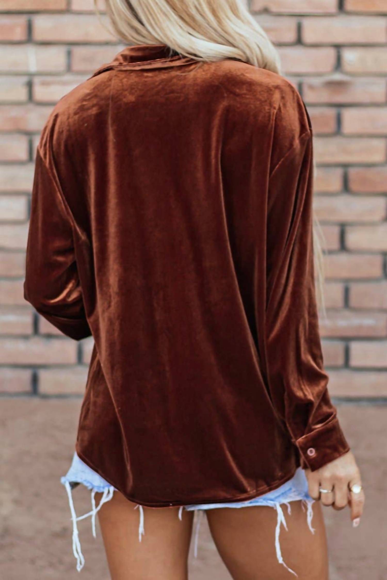 Pretty Bash - Velvet Buttoned Shirt