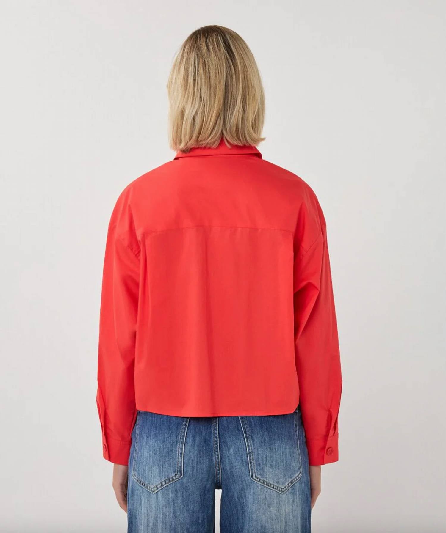 Esqualo - Cropped Folded Cuff Blouse