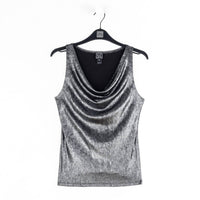 Clara Sunwoo - Metallic Cowl Neck Draped Tank