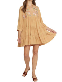 Entro - Floral Embroidered Tiered Dress