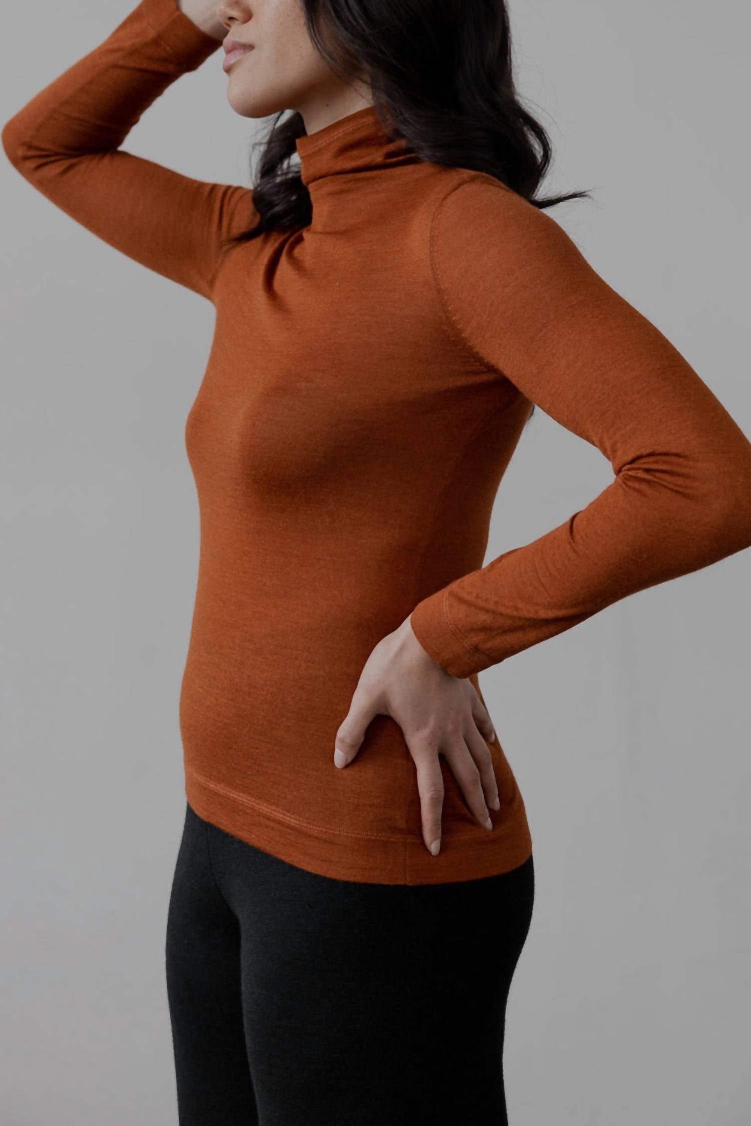 SSKEIN Turtle Neck Pullover in rust - women's sweater - alternate view