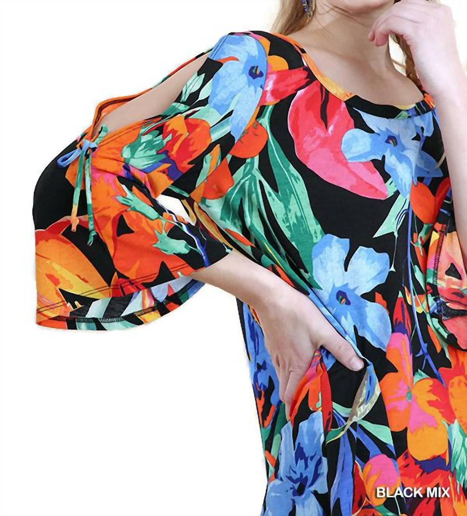 Umgee - Floral Cutout Shoulder Top
