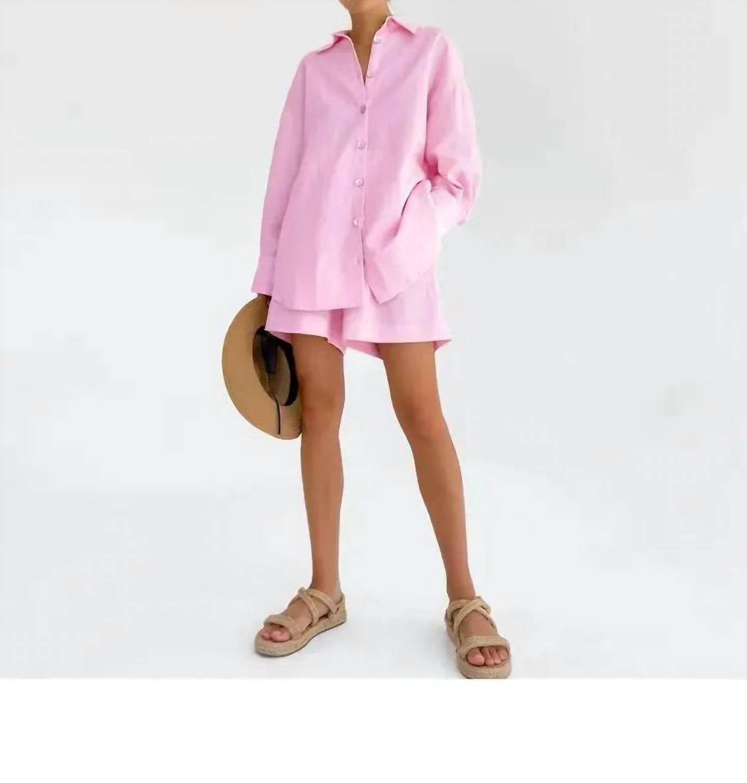 Sweetkama - Ladies Leisure Button-Down Shorts Set