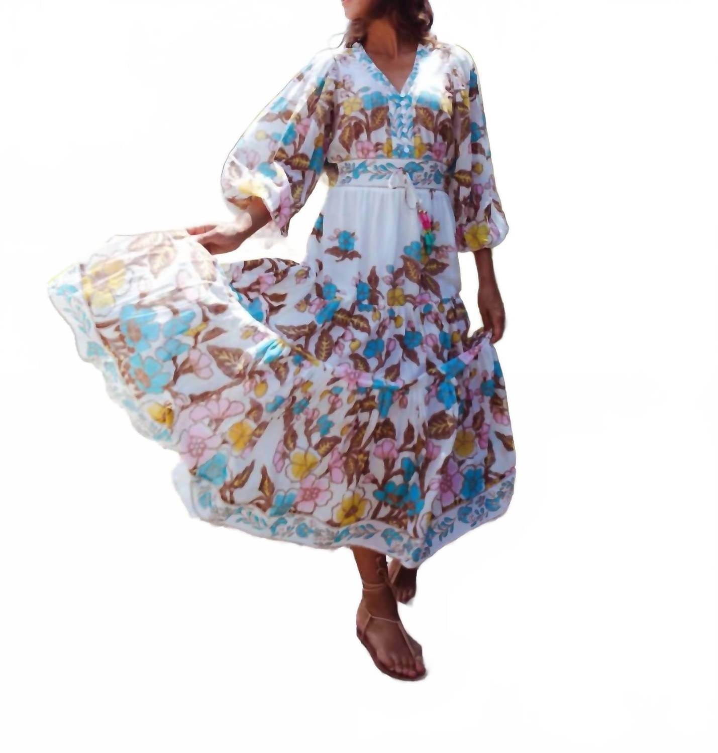 BELL Clover Maxi Dress in clover maxi dress in turquoise yellow - women's dress