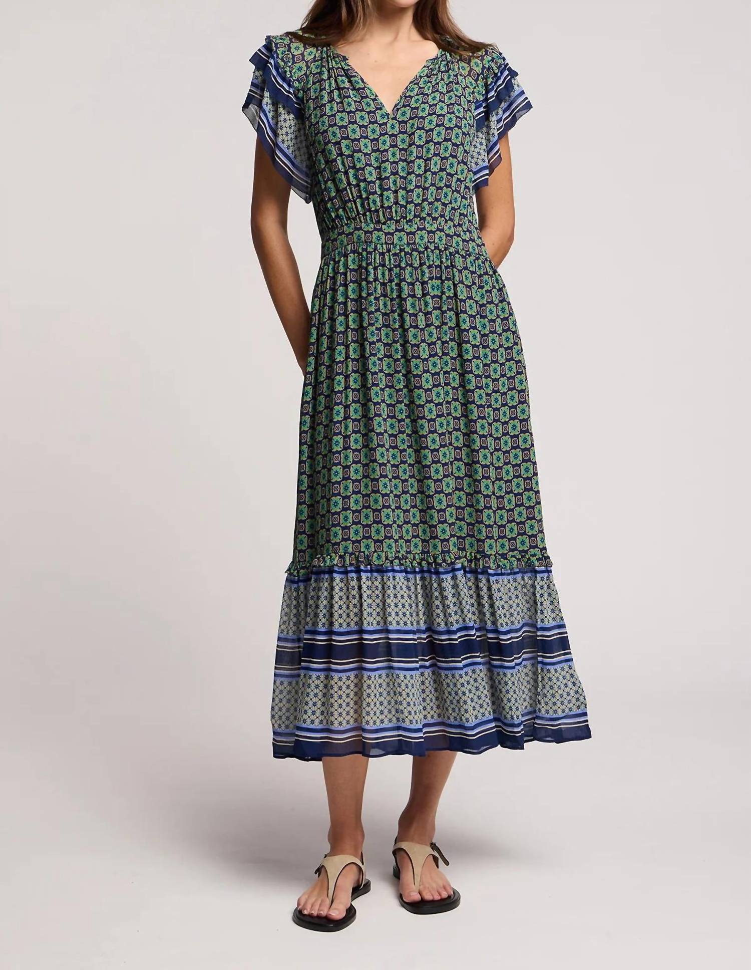 Velvet By Graham & Spencer - Cheryl Ruffle Sleeve Midi Dress