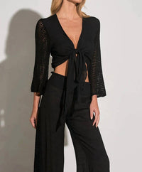Elan - Tie Front Top With Crochet Detail