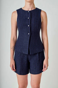 2.7 August Apparel - Tweed Relaxed Long Shorts