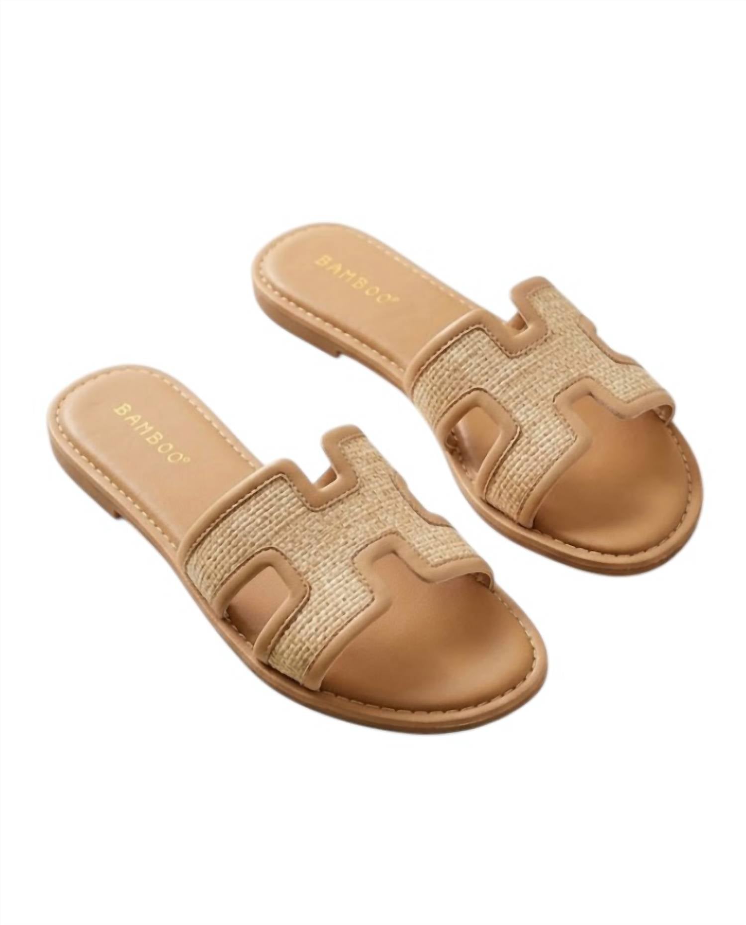 Bamboo Women's Flat Sandal in beige - women's flats