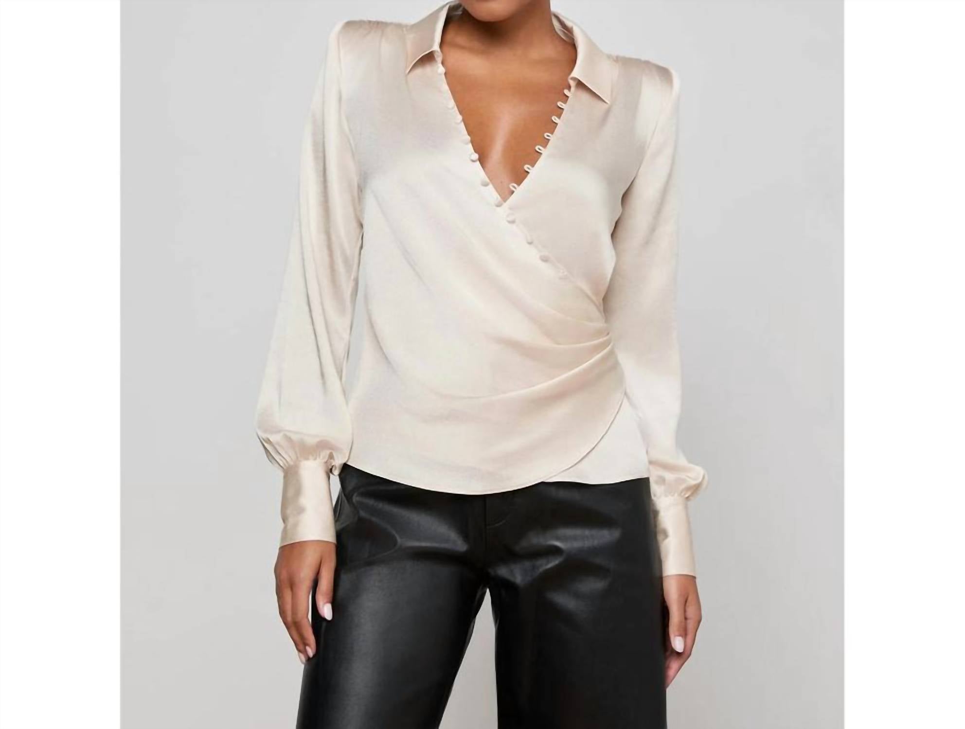 L'Agence - Bernice Satin Wrap Blouse