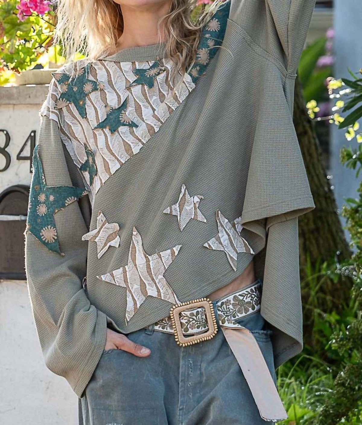 Pol - Patchwork Long Sleeve Top