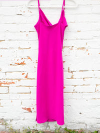 Tcec - Sleek Bright Cowl Neck Slip Dress