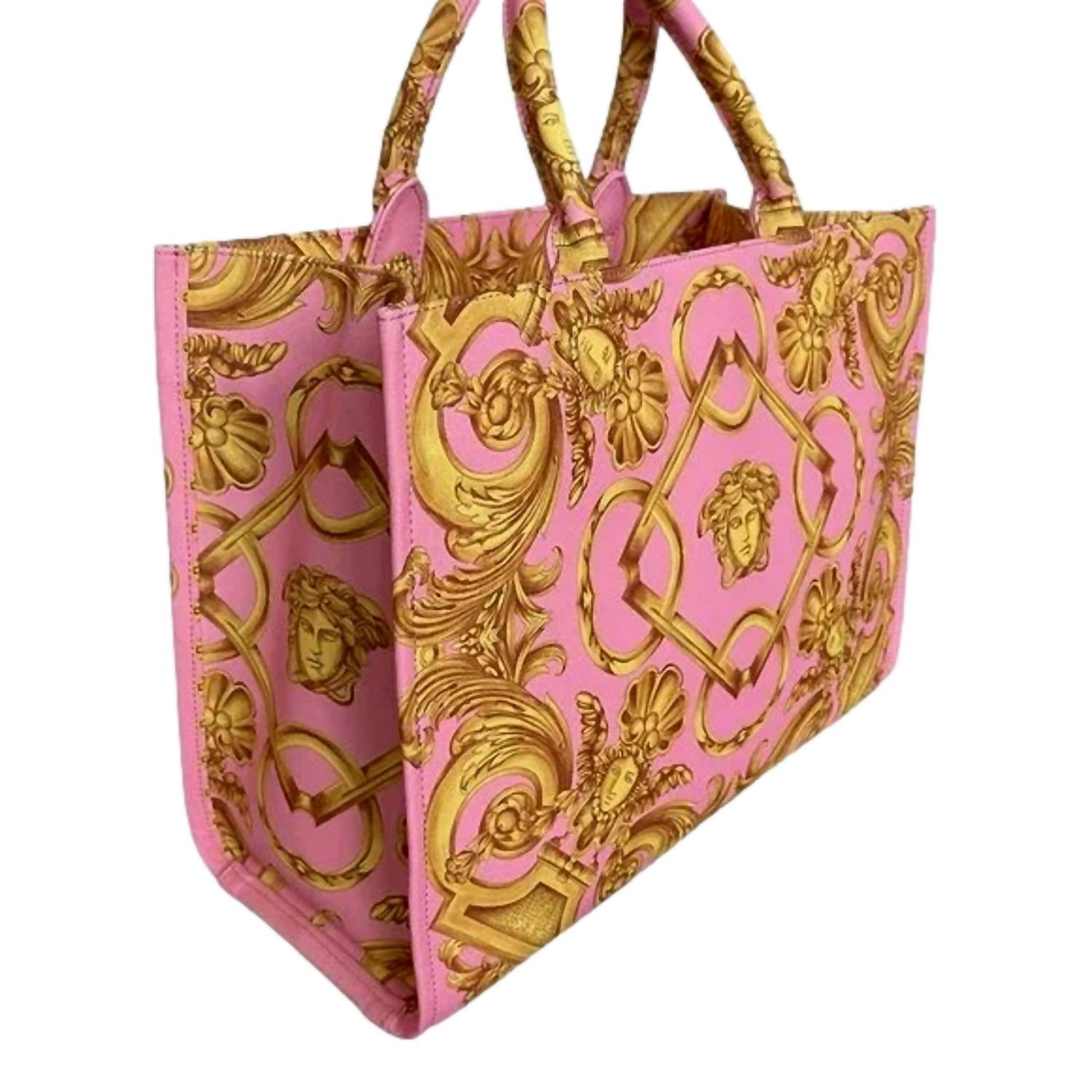 Versace - Women's Pastel Signature Print Large Canvas Tote Bag