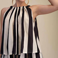 Glam - Striped Sleeveless Blouse