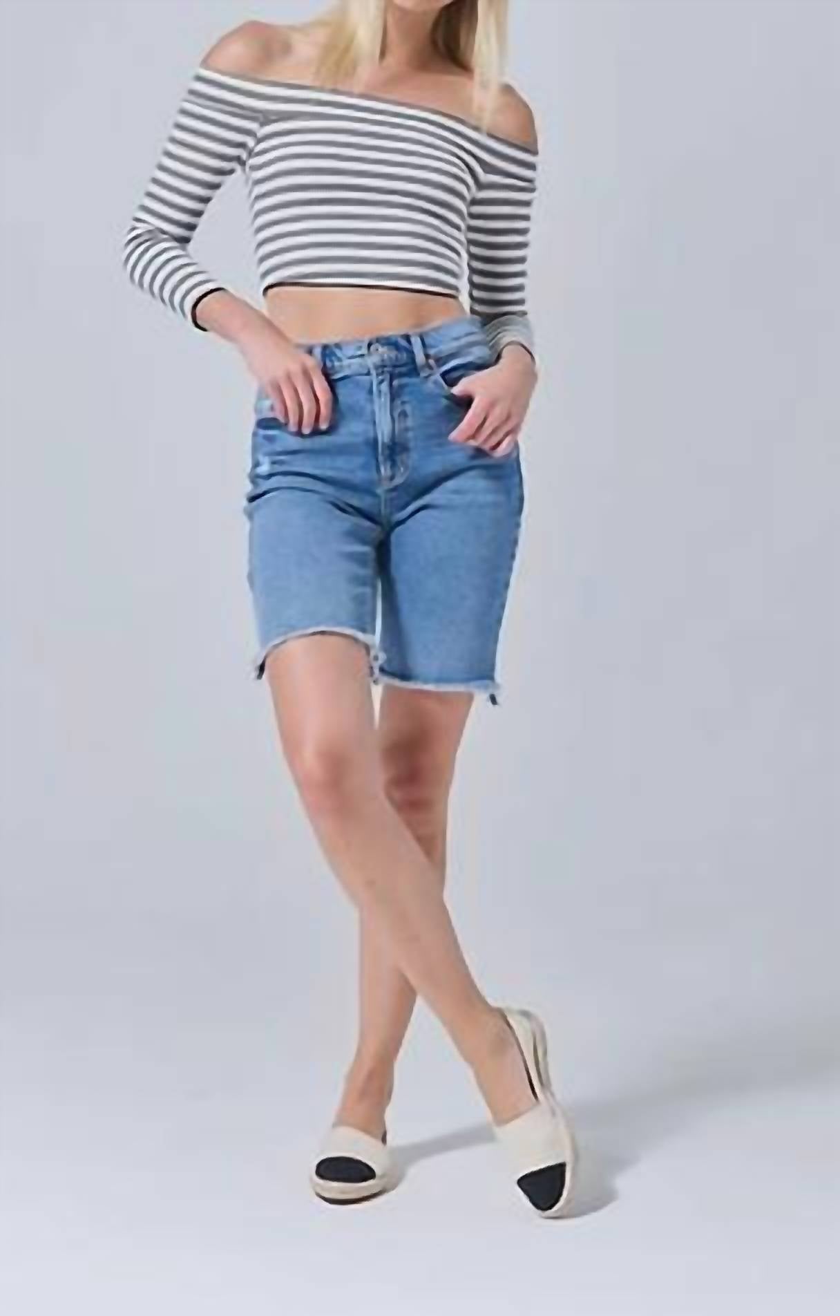 Sneak Peek - Bermuda Shorts With Slight Hip Distressing