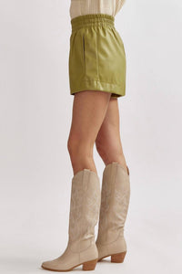 Entro - Women's Faux Leather High Waisted Shorts