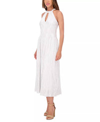 kensie Metallic Pleated Keyhole-cutout Maxi Dress in silver - women's dress - alternate view