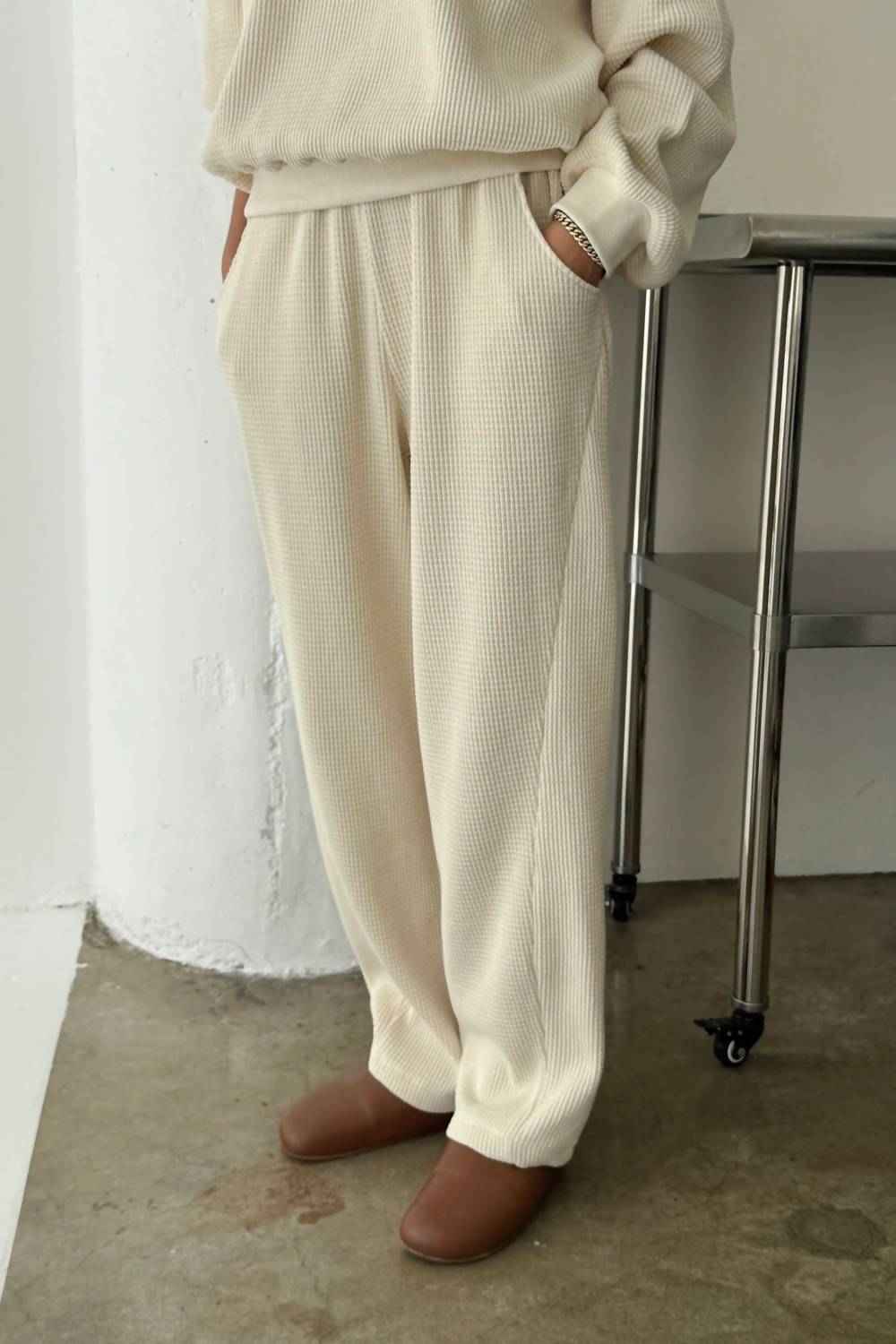 Le Bon Shoppe Women's Waffle Lo Pants in natural - women's pants