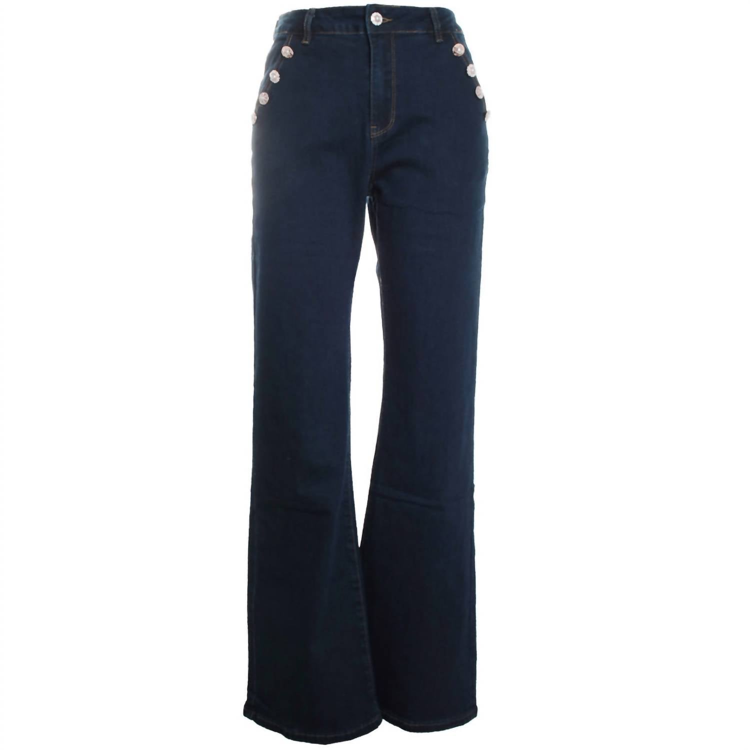Oolala - Women's Button Trim Denim Jean