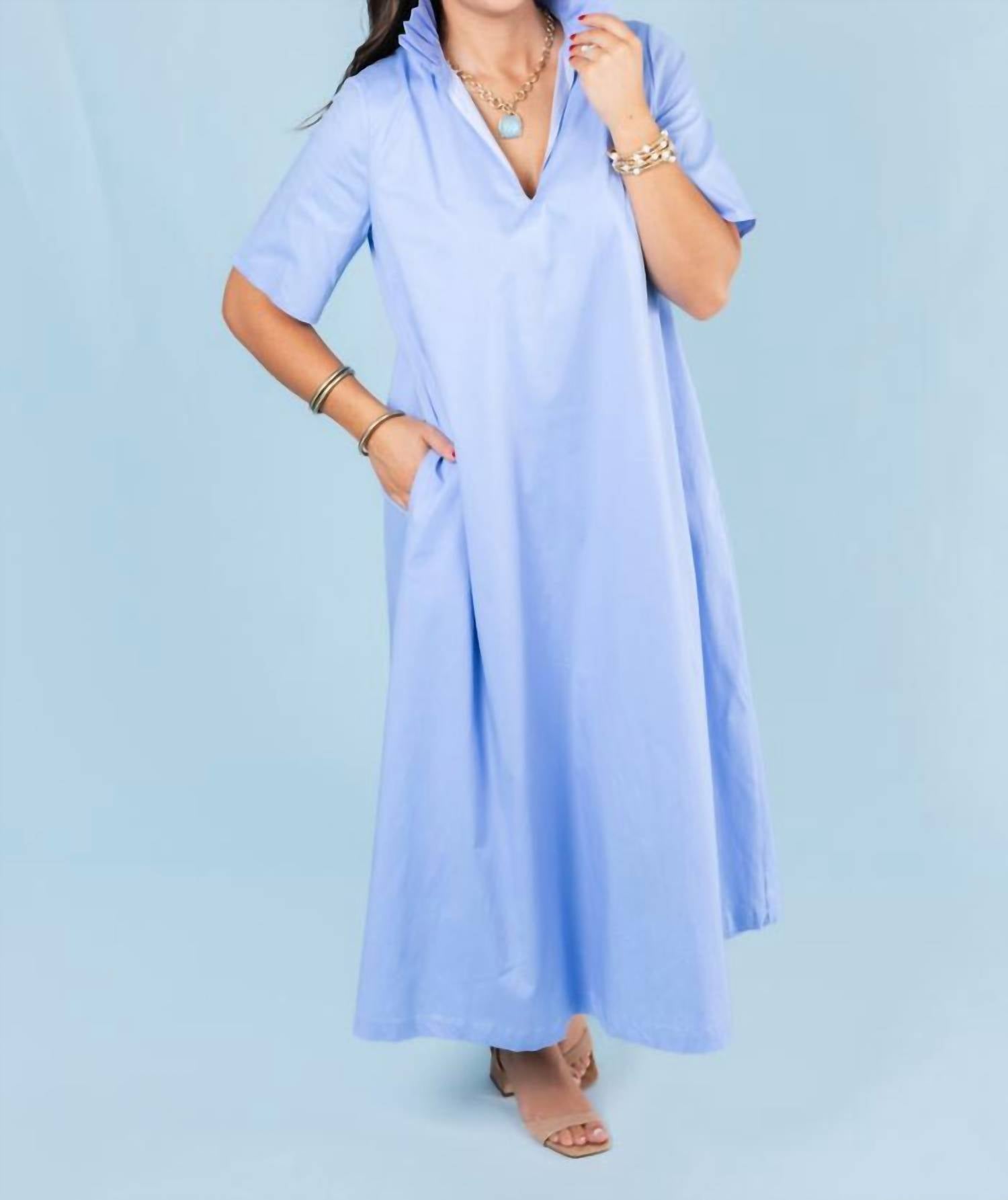ADRIENNE Audrey Midi Dress in sky blue - women's dress - detail view