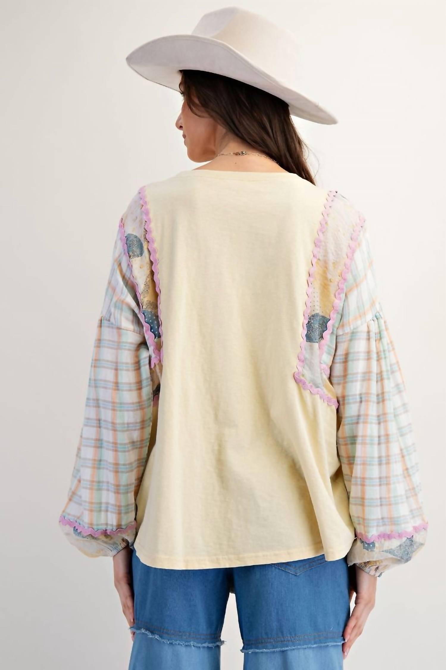 Easel - Dijon Mix Print Top