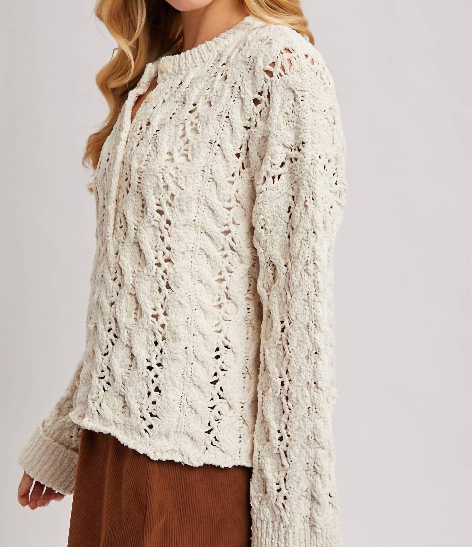 Bluivy - Half-button Down Open Knit Sweater
