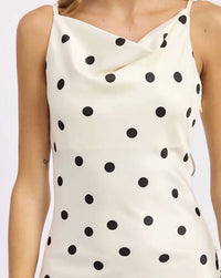 En Saison - Women's Polka Dot Shoulder Tie Bias Maxi Slip Dress
