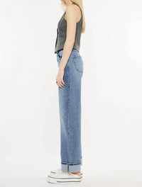 Kancan - Wide Leg Cuffed Jeans