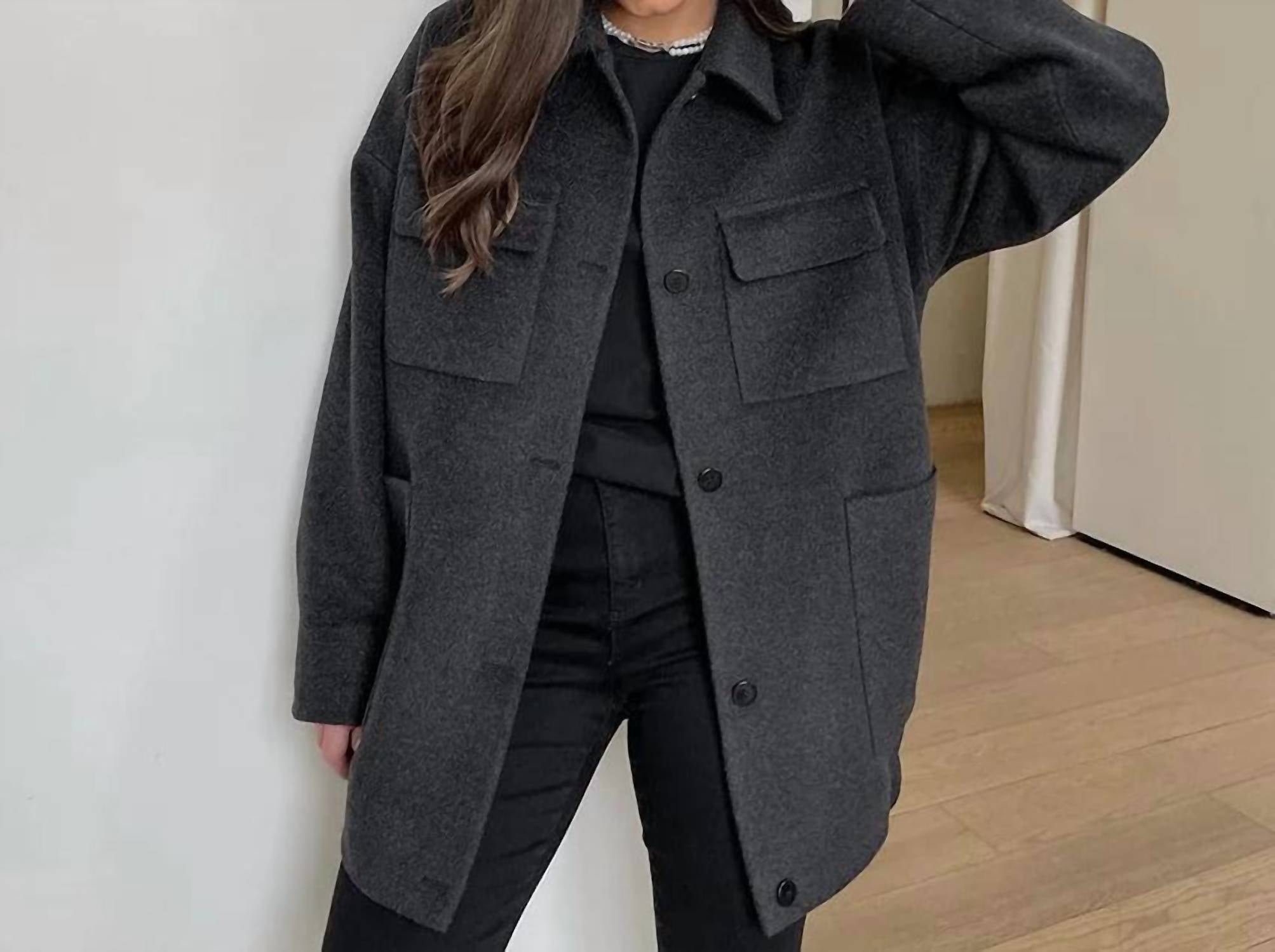 HIDDEN Vintage Tweed Jacket in charcoal - women's jacket