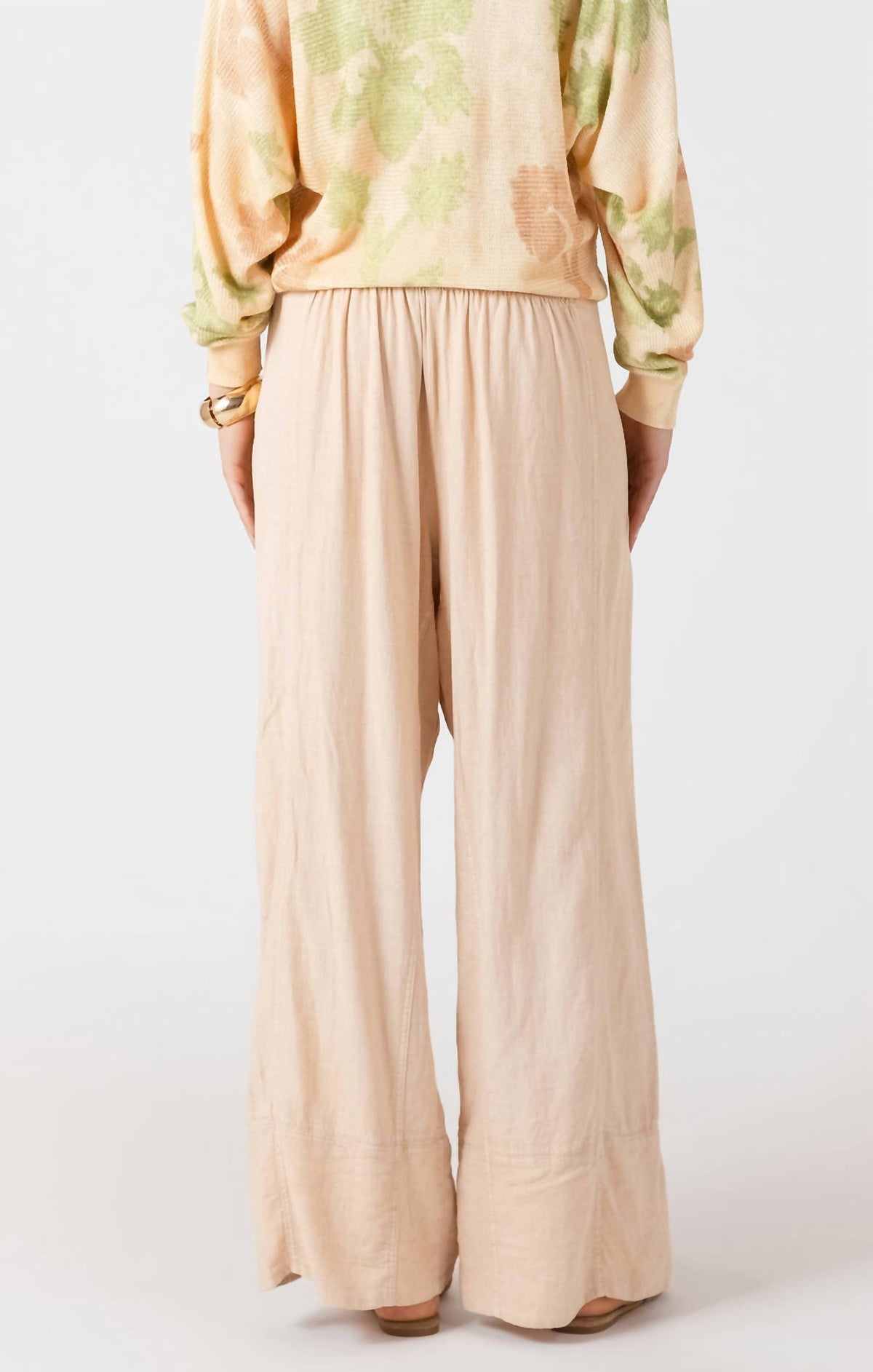 Dex Clothing Wide Leg Linen Pants in sandy blush - women's pants - detail view