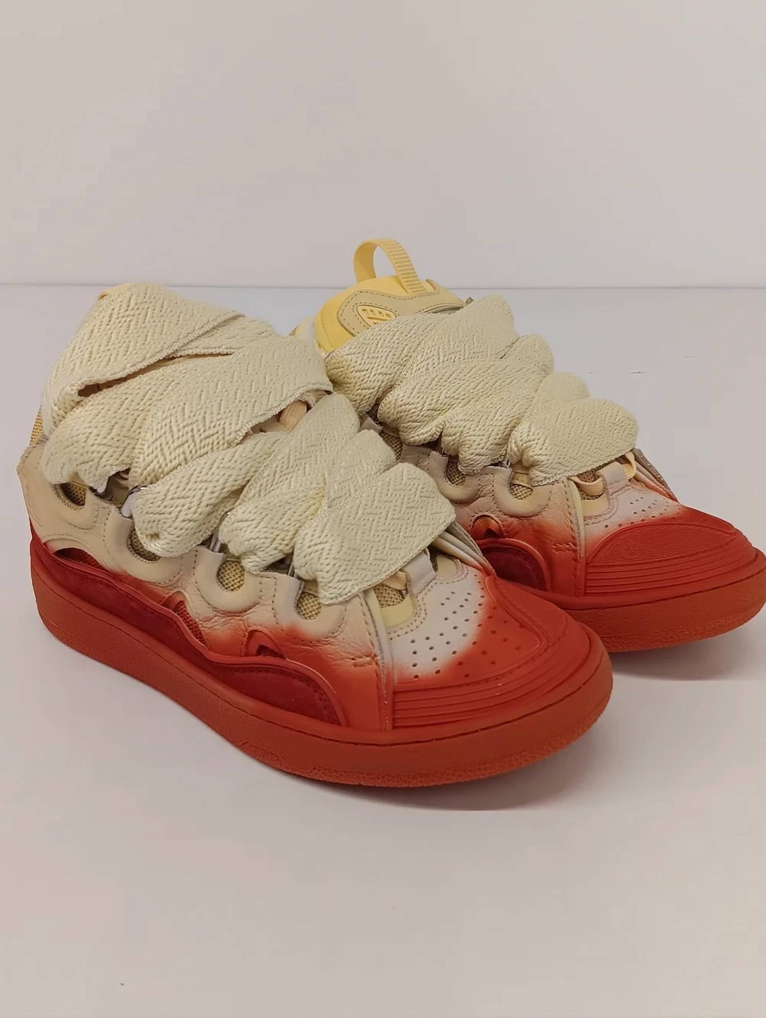 LANVIN Women's Curb Radiant Spray Effect Low Top Sneakers in yellow red - women's sneaker