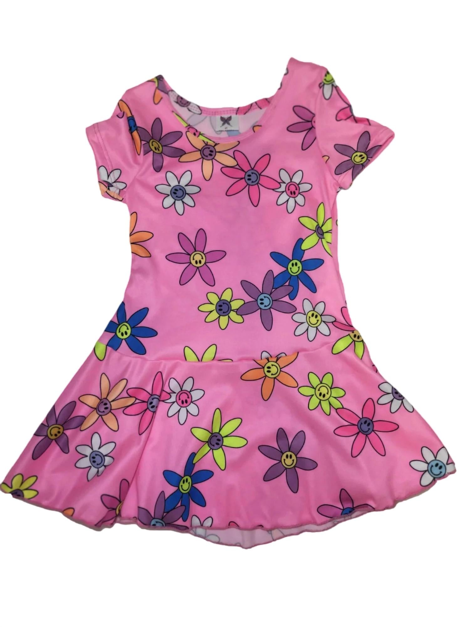 Social Butterfly - Girl's Happy Flowers Dress
