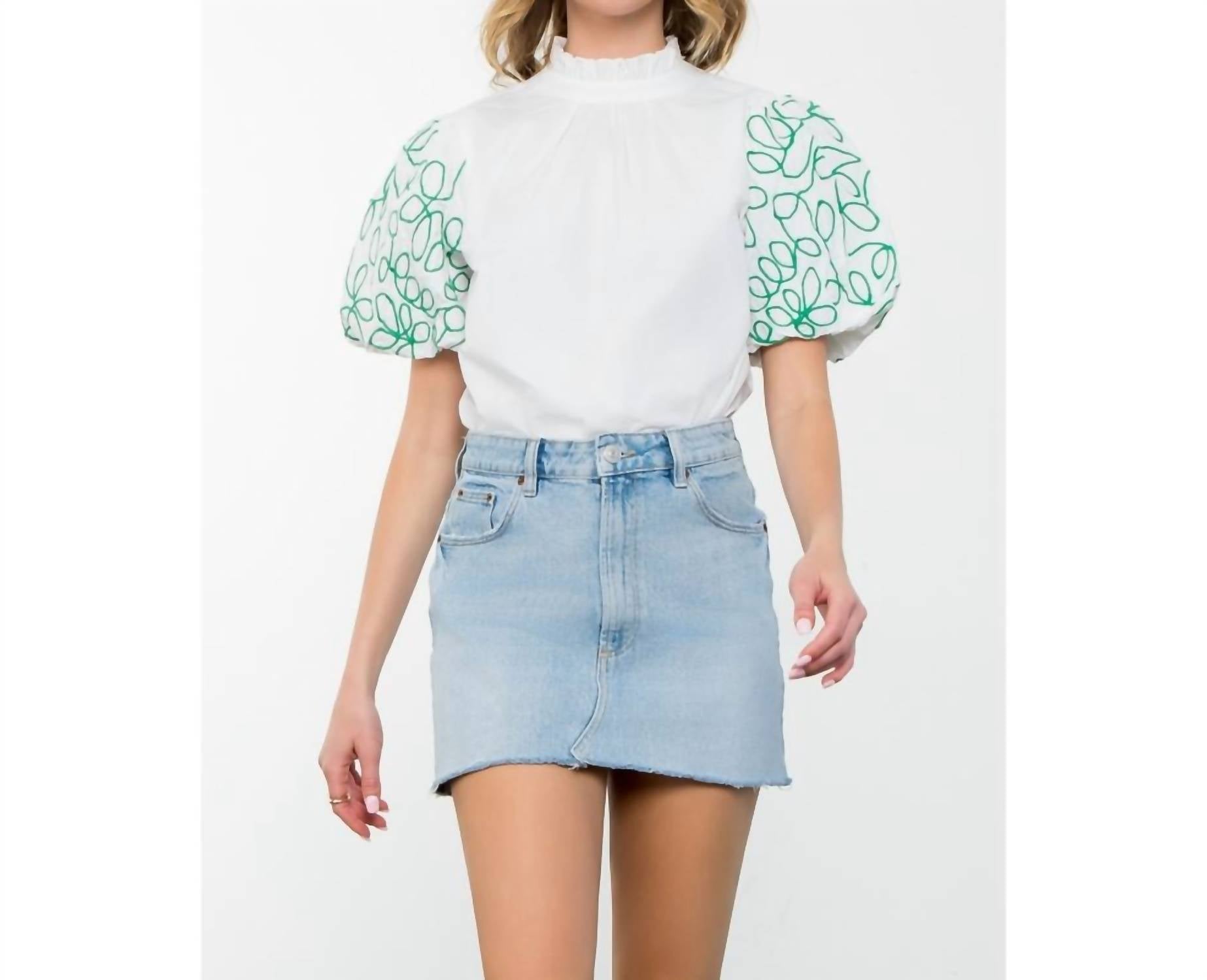 Thml - Embroidered Puff Sleeve Top