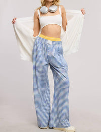 Mimosa - Mid Rise Elasticized Waistband Gingham Pattern Pants