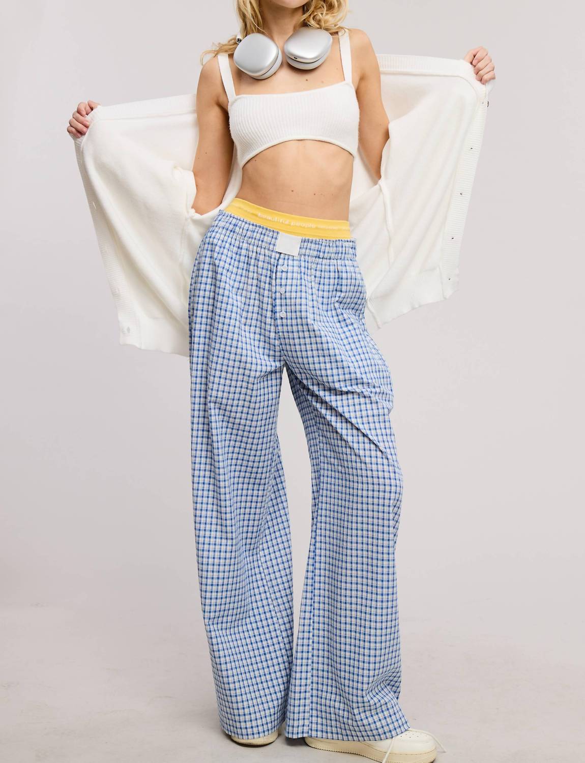 Mimosa - Mid Rise Elasticized Waistband Gingham Pattern Pants