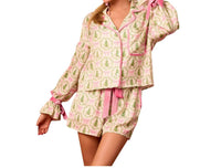 Peach Love Satin Christmas Tree & Bow Pajama Set in multi - women's intimate - view 4