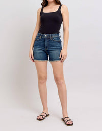 Judy Blue - High Waist Tummy Control Fray Hem & Shield Back Pocket Shorts