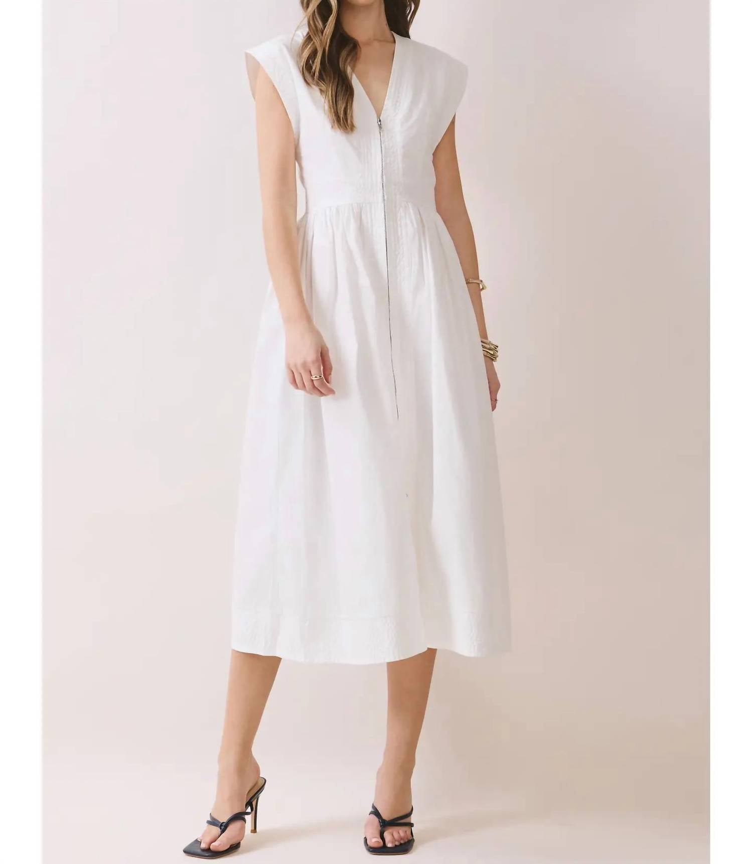 Tcec - Cap Sleeve V-Neck Midi Dress