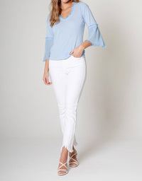 Maven West - Frayed V-Neck Bell Sleeve Top